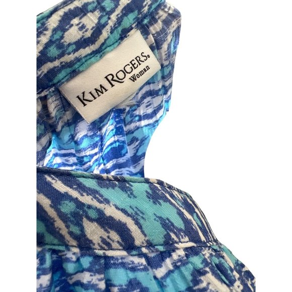 Kim Rogers Blue XOXO V-Neck 4 button Short Sleeve Womens Top 2X - Picture 6 of 8